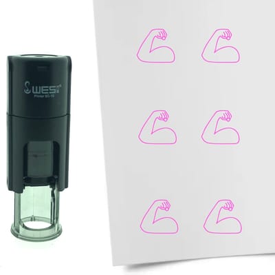 CombiCraft Stempel spierbal rollen 10mm rond - Roze inkt