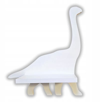 Dino Diplodocus Muurplank voor Kinderen - Wit MDF