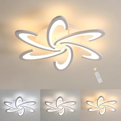 Haobosic - Moderne dimbare LED-plafondlamp, 54W, creatief bloemenmotief, met afstandsbediening, 3000K-6500K, 6 koppen, 70 cm