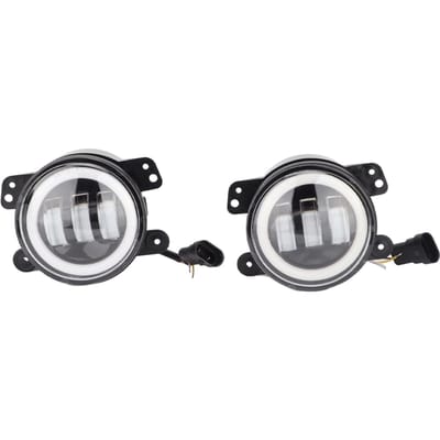 2PCS Phare LED Offroad 15W DC9 à 36V 4 pouces 6500K IP67 Étanche Super Lumineux Œil d'Ange Feux Antibrouillard black