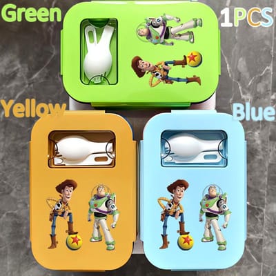 Lunchbox 1000ML Toy Story Bento Lunchbox Voedseldoos Blauw Ingepakte Doos Sheriff Woody Pride Buzz Lightyear Kinderen Gttf Green 1PCS
