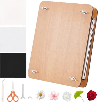 Bloemen Pers Set - Planten Drogen - Ambachtelijk Werk - Houten Constructie - 24x18cm
