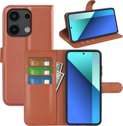 MobyDefend Hoesje - Geschikt voor Xiaomi Redmi Note 13 4G - Kunstleren Wallet Book Case (Sluiting Voorkant) - Bruin