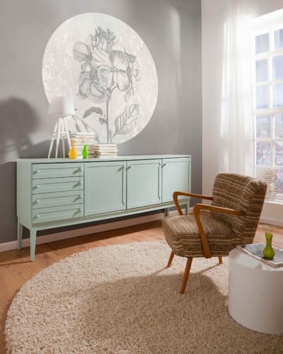 Fotobehang - Barock Beauty 125x125cm - Rond - Vliesbehang - Zelfklevend