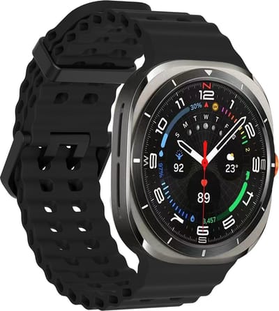 Stravo Ocean siliconen bandje - Geschikt voor de Samsung Galaxy Watch Ultra 2 (2026) / Ultra (2024/2025) - Zacht siliconen horlogebandje voor Samsung Galaxy Watch Ultra 47mm - Zwart