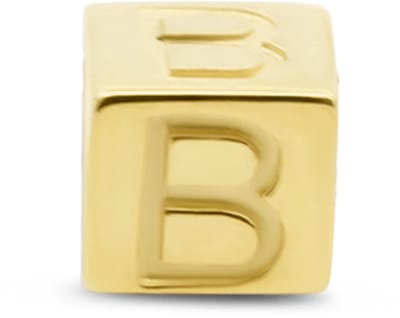 New Bling 9NBG-912B Gouden Kubus met Letter B - 3,8mm - hanger - 14 Karaat - Goud