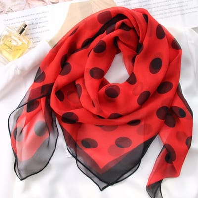 Foulard d'été, Cadeau pour femme, Petit foulard, Foulard polyvalent à pois, Foulard fin de protection solaire black
