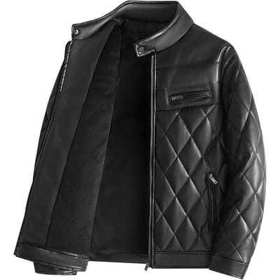 PU Leer Katoen Gevoerde Kleding Heren Winter Fluweel Verdikte Leer Katoen Kleding Jeugd Locomotief Leren Jas Jas M black