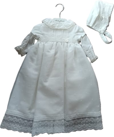 Voile doopjurk met mooie strik| 020-21313 | met bijpassend mutsje | maat 56/62 | 1-3 maand