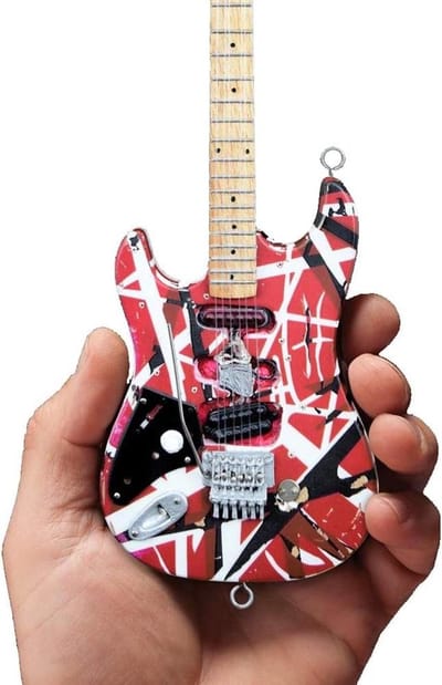 Mini Gitaar Replica - Muziek Collectible - Decoratie Display - Iconisch Rock Ontwerp - 1/4 Schaal - Rood Wit