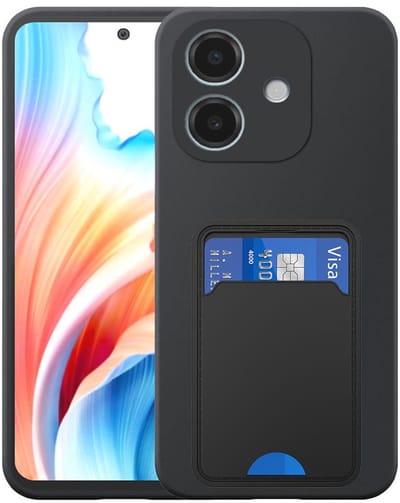 Geschikt voor Oppo A2 / A79 Telefoonhoesje met TPU Pasjeshouder - Flexible Back Cover Case Siliconen TPU with Cardslot - Zwart - Smartphonica geschikt voor Oppo A2;Oppo A79