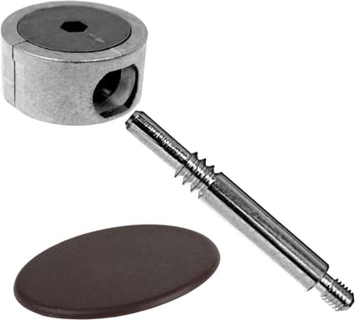SOTECH hoekverbinder FUERTE 84 mm met bruin kunststof deksel, metalen sluitlip, kastverbinder, meubelbeslag, set verbindingsbeslag voor hoekverbindingen