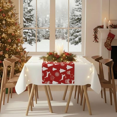 Cozy Home & Living - Kerst Bieżnik - Rood - 40 x 140 cm - Zmywalny