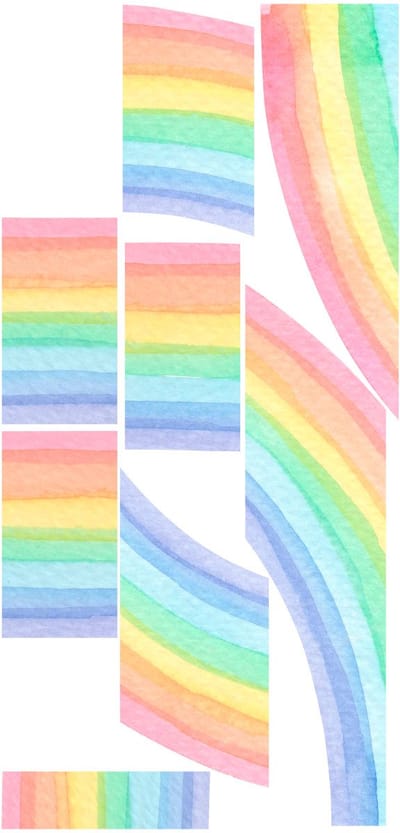 Vooraf gelijmd vliesbehang met gigantische muurschilderingen - WATERCOLOR RAINBOW MUSEUM - 125x60cm