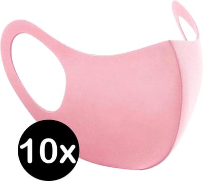 Mondkapje Wasbaar Roze Mondmasker Wasbaar Mondkapje Wasbare Mondkapjes Niet Medisch Elastisch Universeel - 10 PACK