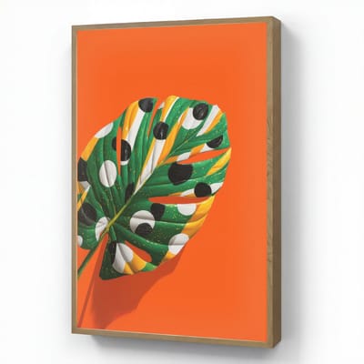 Wandlamp 70x100 cm - Oplaadbaar - Blad - Oranje - Stippen - Kleurrijk - Wandlampen binnen woonkamer - Slaapkamer lamp - Decoratieve nachtlamp - Vloerlamp draadloos
