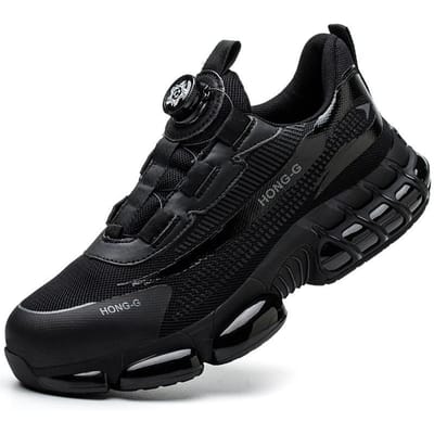 Chaussures d'assurance travail pour hommes, chaussures de travail respirantes à semelle souple anti-perforation avec embout en acier anti-écrasement 46 black