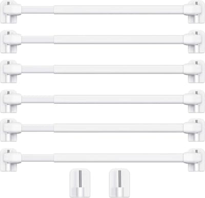 kunststof gordijnroede uitschuifbare gordijnroede voor raamkaststaven spanstangen gordijnrail paal zelfklevende gordijnroede voor thuis badkamer hotel, 15,7-27,5 inch (wit, 6)