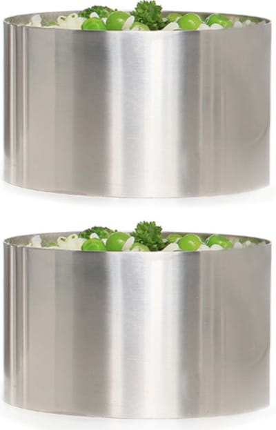 Garneerring - 2x stuks - RVS - D9 cm - zilver - Keuken/bakplaat vormpjes