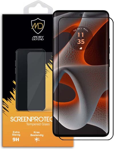 MobyDefend Screenprotector - Geschikt voor Motorola Edge 50 Pro - Screensaver Met Zwarte Randen - Gehard Glas