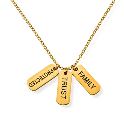 Marama - ketting Trust-Family-Protected - hoogwaardig stainless steel - gouden plating - met inscriptie