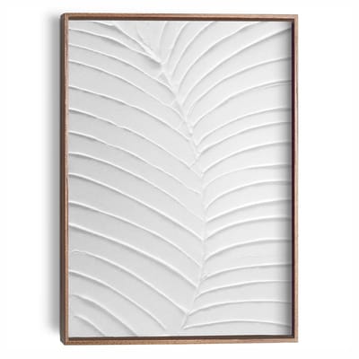 Schilderij met reliëf – walnootkleur Bladnerven - 40 x 30 - Hout - REINDERS
