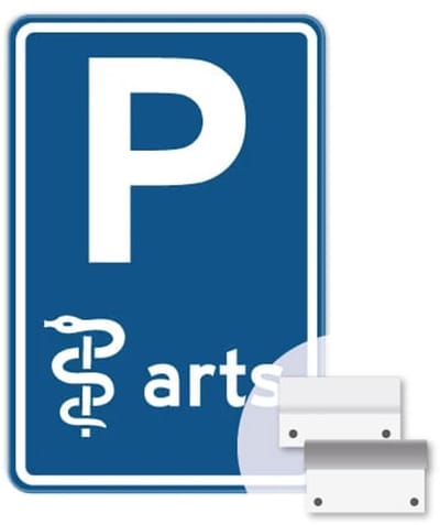 Parkeerbord Arts - blauw - Weerbestendig Aluminium - 40x60 cm - Bevestiging: Met muur-/ wandmontage beugels