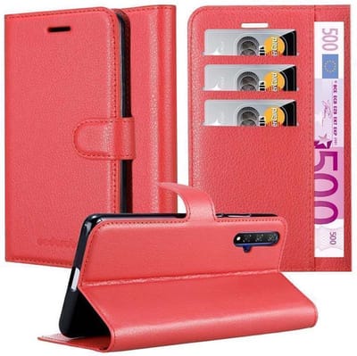 Cadorabo Hoesje geschikt voor Honor 20 / 20S / Huawei NOVA 5T in KARMIJN ROOD - Beschermhoes met magnetische sluiting, standfunctie en kaartvakje Book Case Cover Etui
