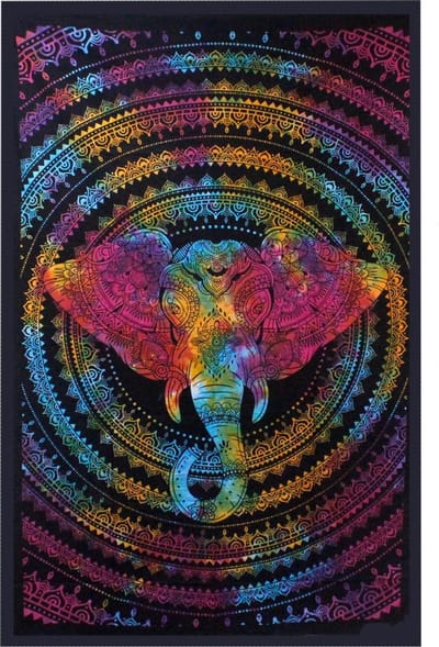 Eenpersoons Katoenen Sprei - Olifantenkop - Wanddoek - Wandkleed - Bedsprei - 130x200cm