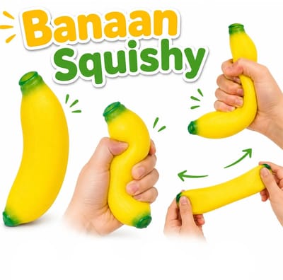 Knijpbaar Banaan - Squeezy banana - Speelgoed - Anti Stress - Squish Fidget - Fun - Fidget Toys - Super Rekbaar - Flexibel