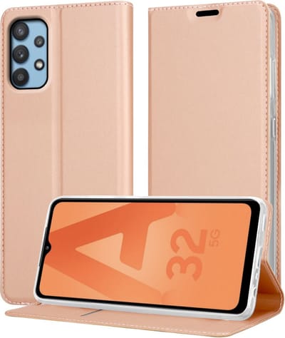 Cadorabo Hoesje geschikt voor Samsung Galaxy A32 5G in CLASSY ROSE GOUD - Beschermhoes met magnetische sluiting, standfunctie en kaartvakje Book Case Cover Etui