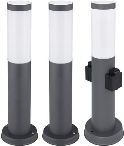 Staande lamp buitenlamp met fitting roestvrij staal Staande lamp tuinlamp pad, antraciet, E27 fitting, DxH 12,7x45 cm, set van 3