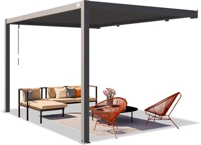 PRIMEYARD Pergola aan huis 3x4 m staanders van aluminium met stalen lamellendak muurpergola antraciet