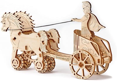 Houten 3D Puzzel Romeinse Strijdwagen met Paarden