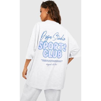 Dames Dsgn Studio Sports Bubble Slogan Oversized T-shirt | Asgrijs | Maat: Small