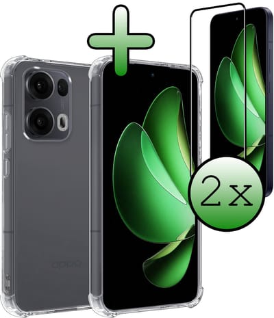Hoesje Met Screenprotector - 2 Stuks - Geschikt voor Oppo Reno 13 Pro - Sterk & Shockproof - Siliconen Case - Back Cover - Telefoon Hoes - Shock Proof - Transparant