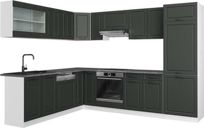 Vicco Hoekkeuken R-Line, Antraciet landhuis/Wit, 287 x 227 cm, WB Antraciet
