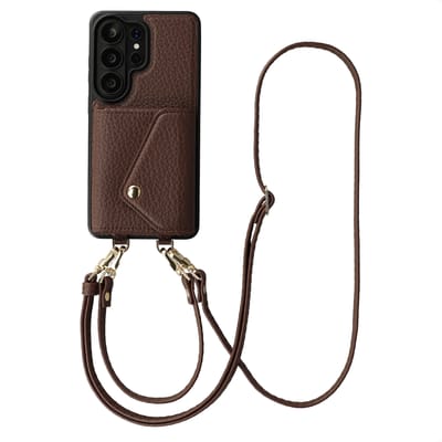 Selencia Hoesje - Geschikt voor Samsung Galaxy S26 Ultra - Sera Koordhoes met pashouder envelop - Chocolate Brown