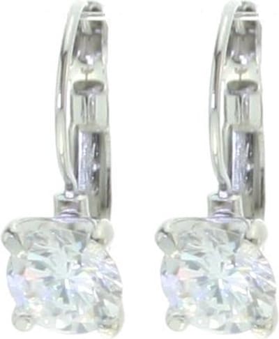 Behave - Oorbellen - Zirconia - Oorhanger 8 mm - Zilverkleur - Transparant