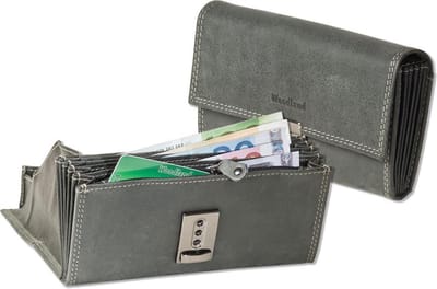 Woodland Leren Kelner Portemonnee met Ladderslot - Lederen Horeca Portefeuille - Kelnerbeurs - Extra verstevigde bodem - Echt leer - Grijs Antraciet