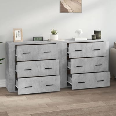 vidaXL - Dressoirs - 2 - st - bewerkt - hout - betongrijs