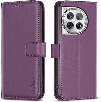 BINFEN Hoesje - Geschikt voor OnePlus 12 Hoesje - BINFEN Color Book Case - Paars