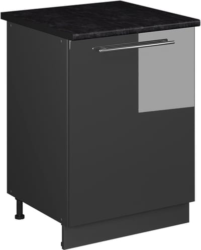 Vicco Keukenonderkast Fame-Line, Antraciet Hoogglans/Antraciet, 60 cm 1 deur met werkblad