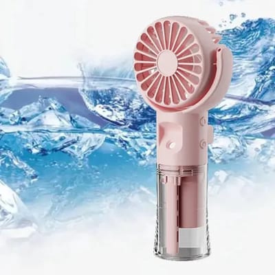 Handventilator - Ventilator Met Waternevel - 4 Standen - Draagbare Mini Ventilator - Mini Fan - Waaier - Luchtbevochtiger - Mini Airco - Draadloze Tafelventilator - 800MAH USB Oplaadbaar - Mist - Water - Voor Thuiskantoor, Reizen, Buiten - Roze