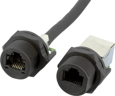 W & P Products RJ-45-bussen met schroefvergrendeling voor behuizingsmontage, Cat 5e, IP67 W654-1-7-1 RJ45, behuizing (k
