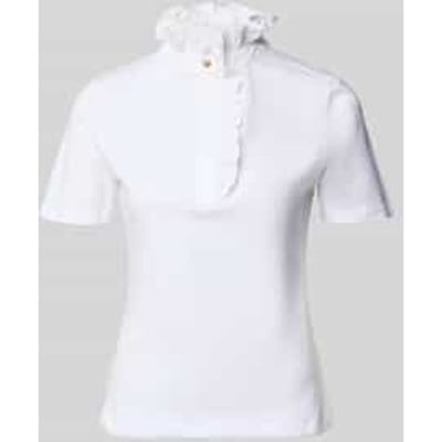 T-shirt met opstaande kraag en ruches