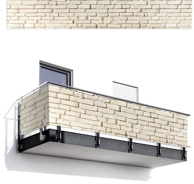 Balkonscherm 500x75 cm - Balkonposter Bakstenen - Muur - Licht - Wit - Balkon scherm decoratie - Balkonschermen - Balkondoek zonnescherm