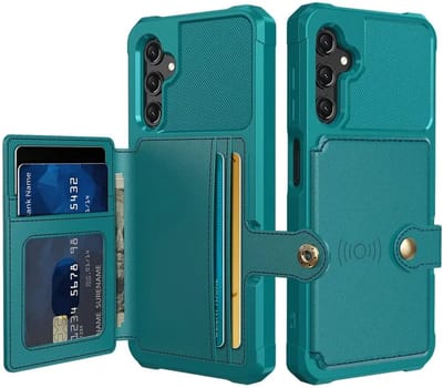 Portemonnee Hoesje Geschikt voor Samsung Galaxy A25 - Back Cover met Pasjeshouder - Telefoonhoesje voor Pinpas - Kaarthouder op Achterkant - Case met Magneet voor Auto Houder Groen