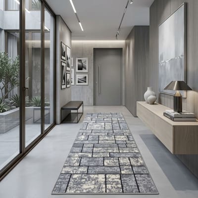FLOORDIREKT Tapijtloper Mannheim - Op Maat Gemaakte & Slipvaste Loper voor je huis - Grijs - 80 x 100 cm