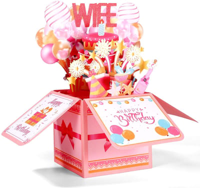 Dailygoods- Verjaardagskaart Grappig Pop-Up - 3D Wenskaart - Veelkleurig - Met Envelop - Creatief Cadeau - Afmetingen 25,6 x 25,6 x 19,7 cm